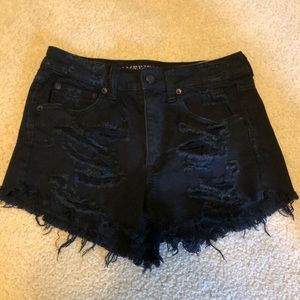 American Eagle high waisted black jean shorts